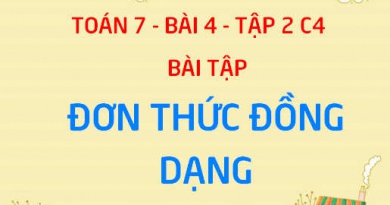 Bài tập đơn thức đồng dạng, cộng trừ đơn thức đồng dạng - Toán 7 bài 4 tập 2 chương 4